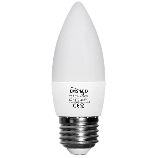 Светодиодная лампа 6Вт C37 4000K E27 EMS